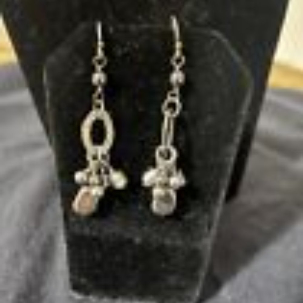 Silpada Oxidized Sterling Hematite & Glass Bead HAILSTONE Dangle Earrings W1963 - Picture 2 of 3